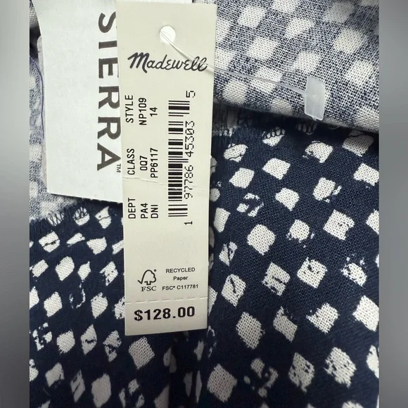 Madewell Navy and White boho cotton Midi Sundress 14 - Picture 12 of 14